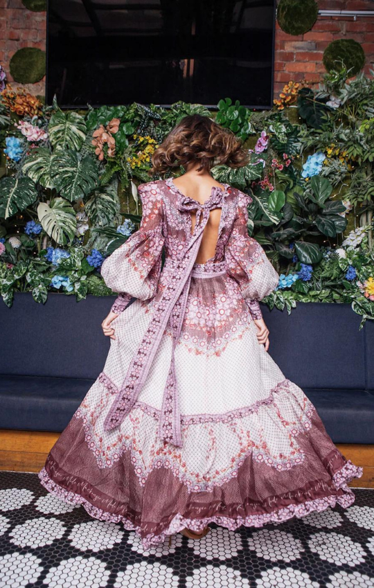 Splicing Print V-neck Dress