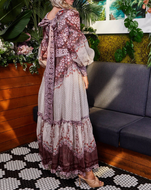 Splicing Print V-neck Dress