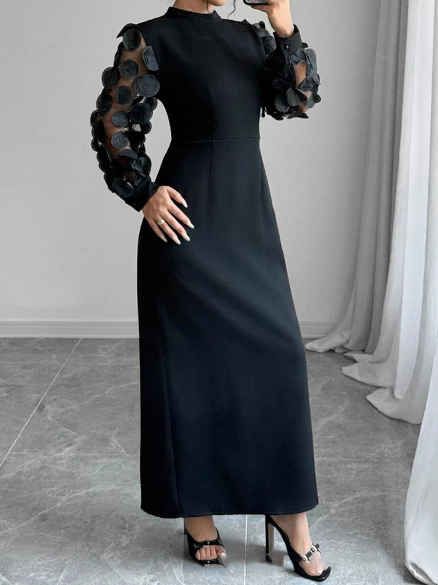 Elegant Stand Collar Hollowed Out Dress