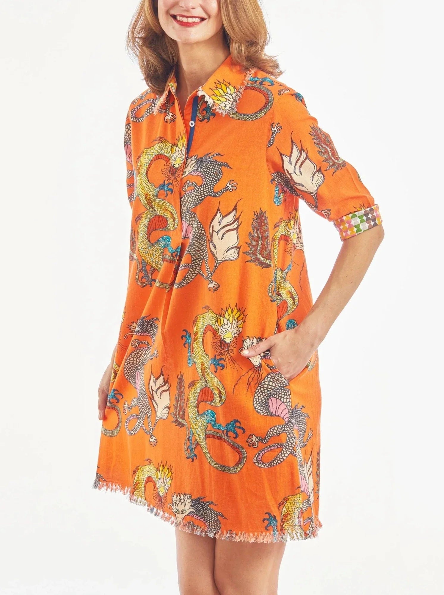 Comfortable V-Neck Printed Midi Dress