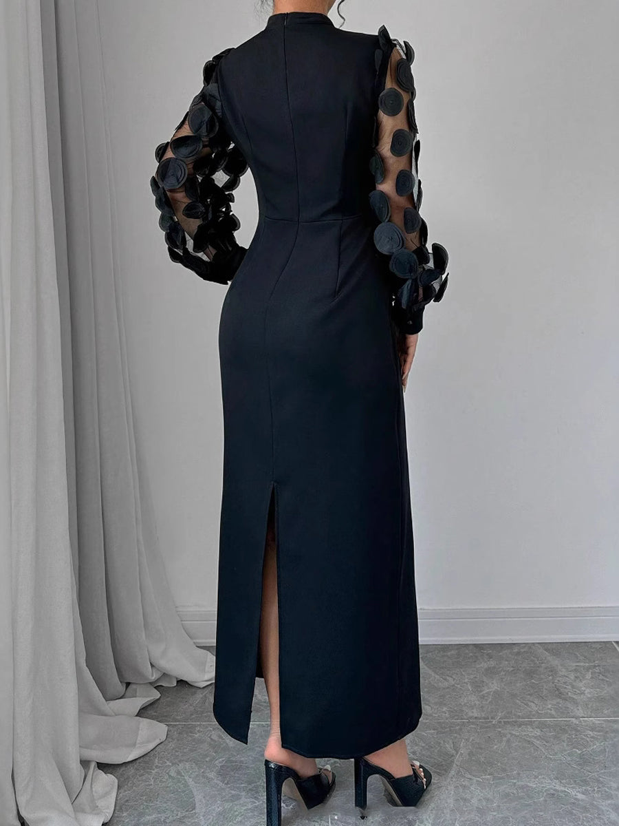 Elegant Stand Collar Hollowed Out Dress
