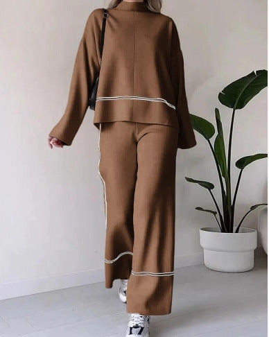 Striped Design Knit Suit