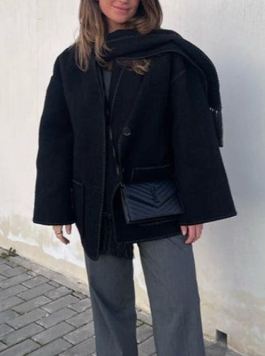 Autumn And Winter Fashion Woolen Coat Tassel Scarf