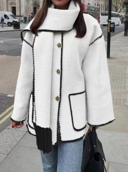 Autumn And Winter Fashion Woolen Coat Tassel Scarf