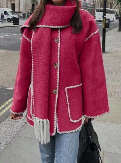 Autumn And Winter Fashion Woolen Coat Tassel Scarf