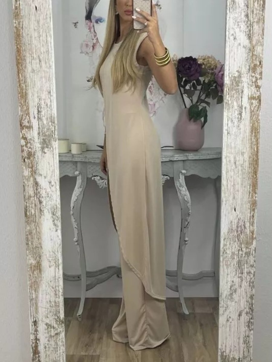 Casual Sleeveless Loose Round Neck Two-piece Trousers