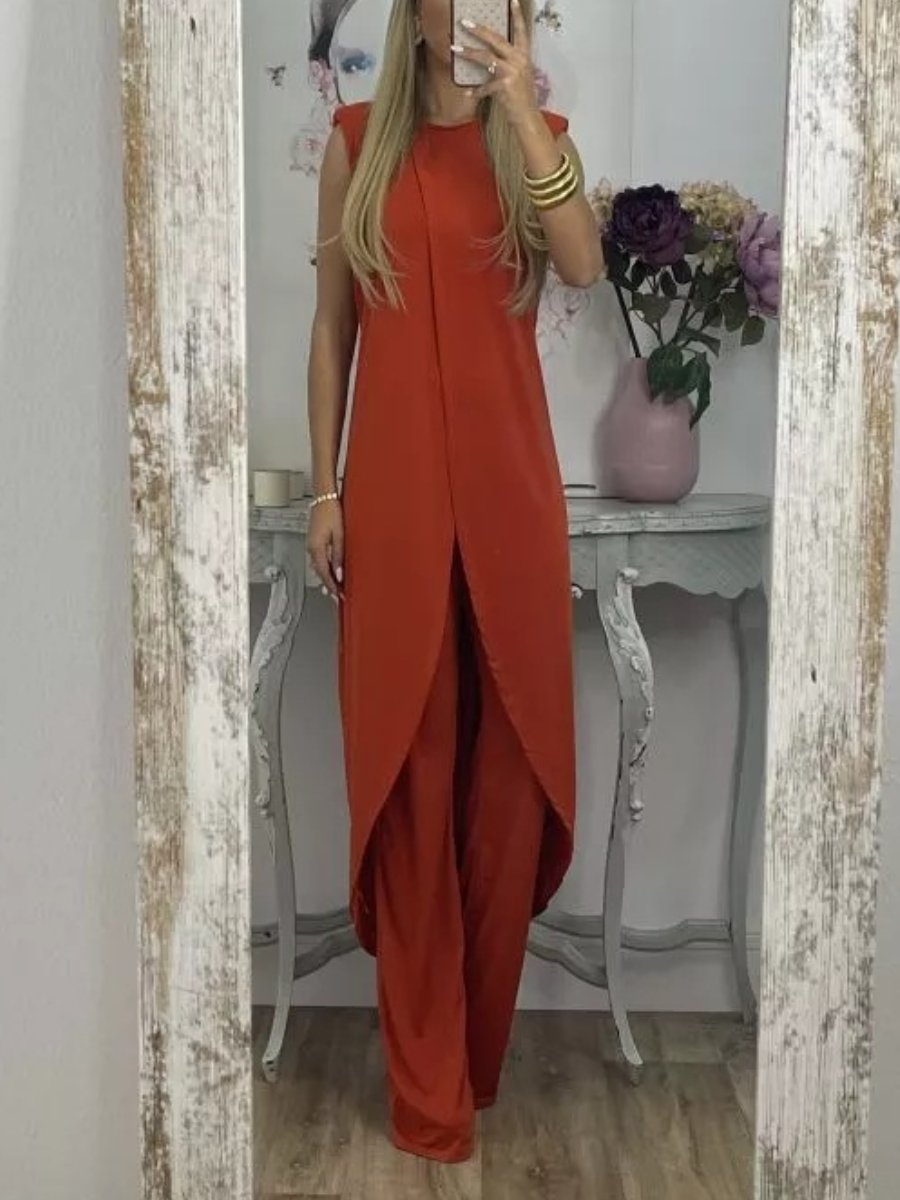 Casual Sleeveless Loose Round Neck Two-piece Trousers