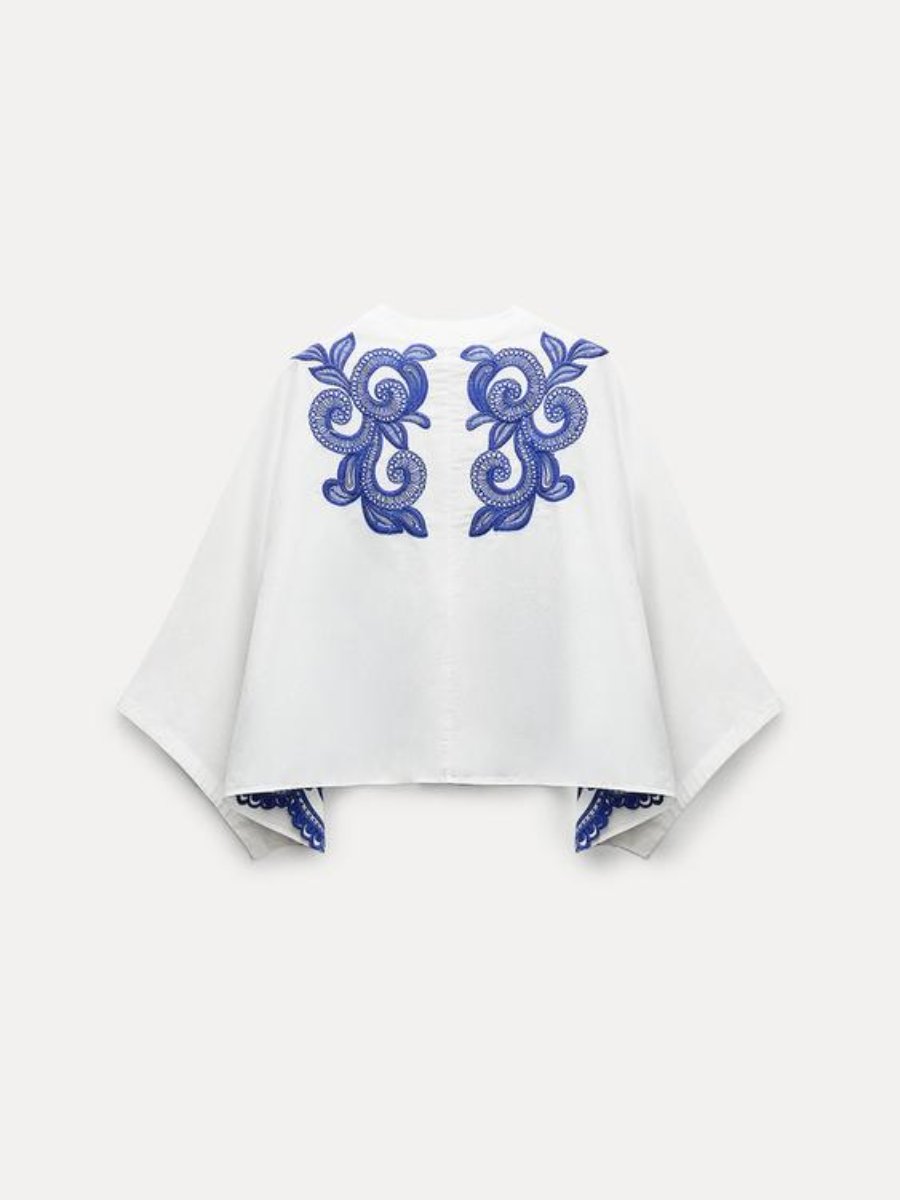 Elegant V-neck Embroidered Dress Two-piece Set