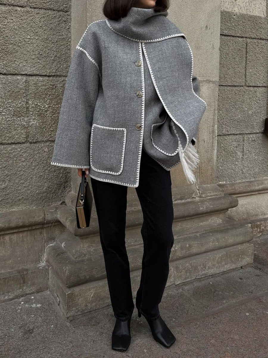 Autumn And Winter Fashion Woolen Coat Tassel Scarf