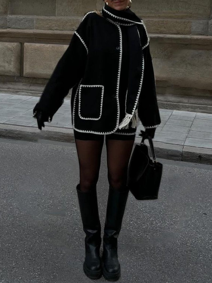 Autumn And Winter Fashion Woolen Coat Tassel Scarf