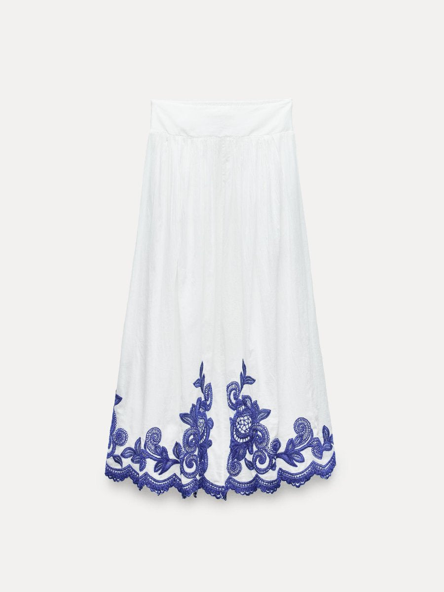 Elegant V-neck Embroidered Dress Two-piece Set