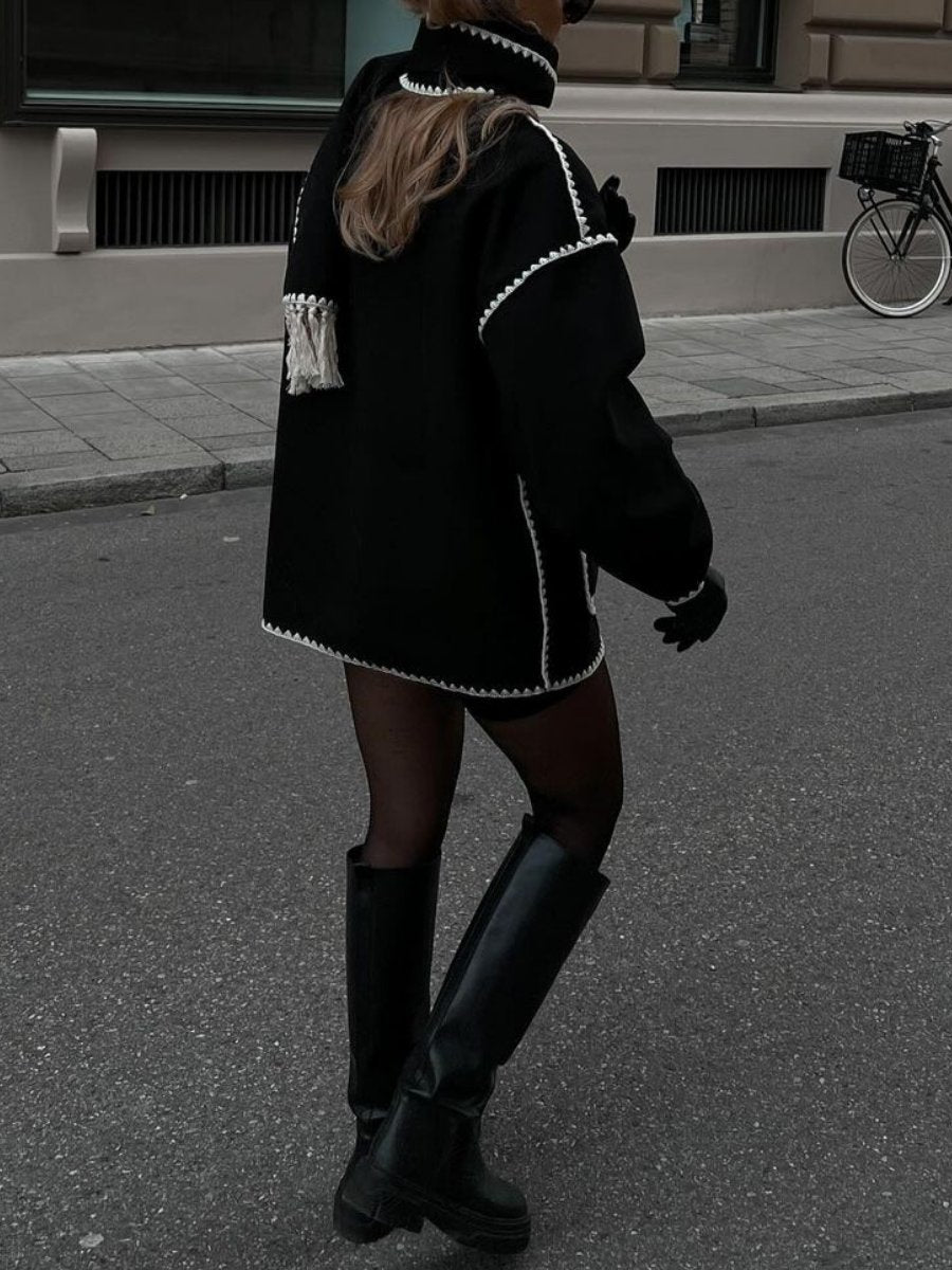 Autumn And Winter Fashion Woolen Coat Tassel Scarf