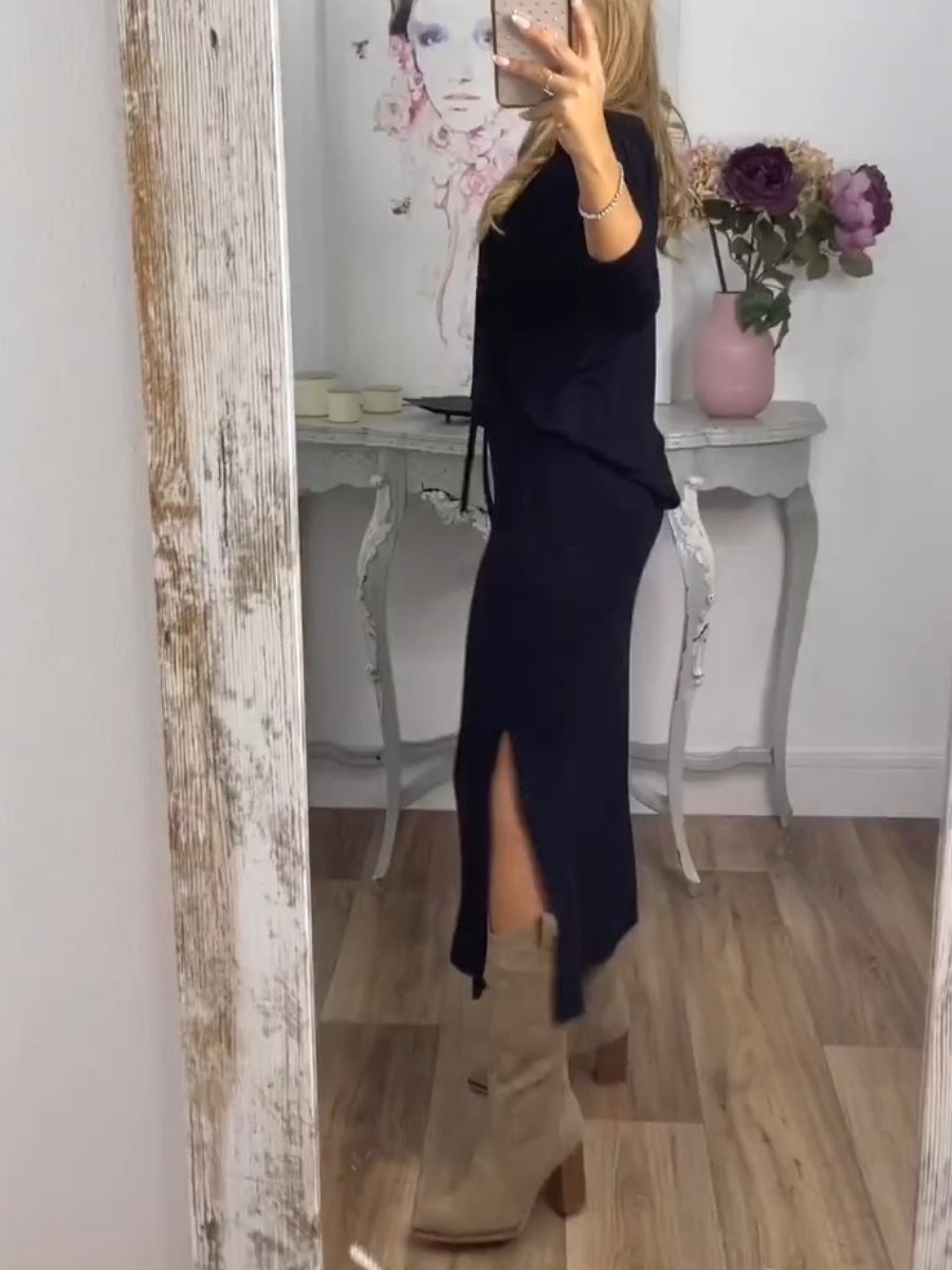 Comfortable Solid Color Dress Two-Piece Set