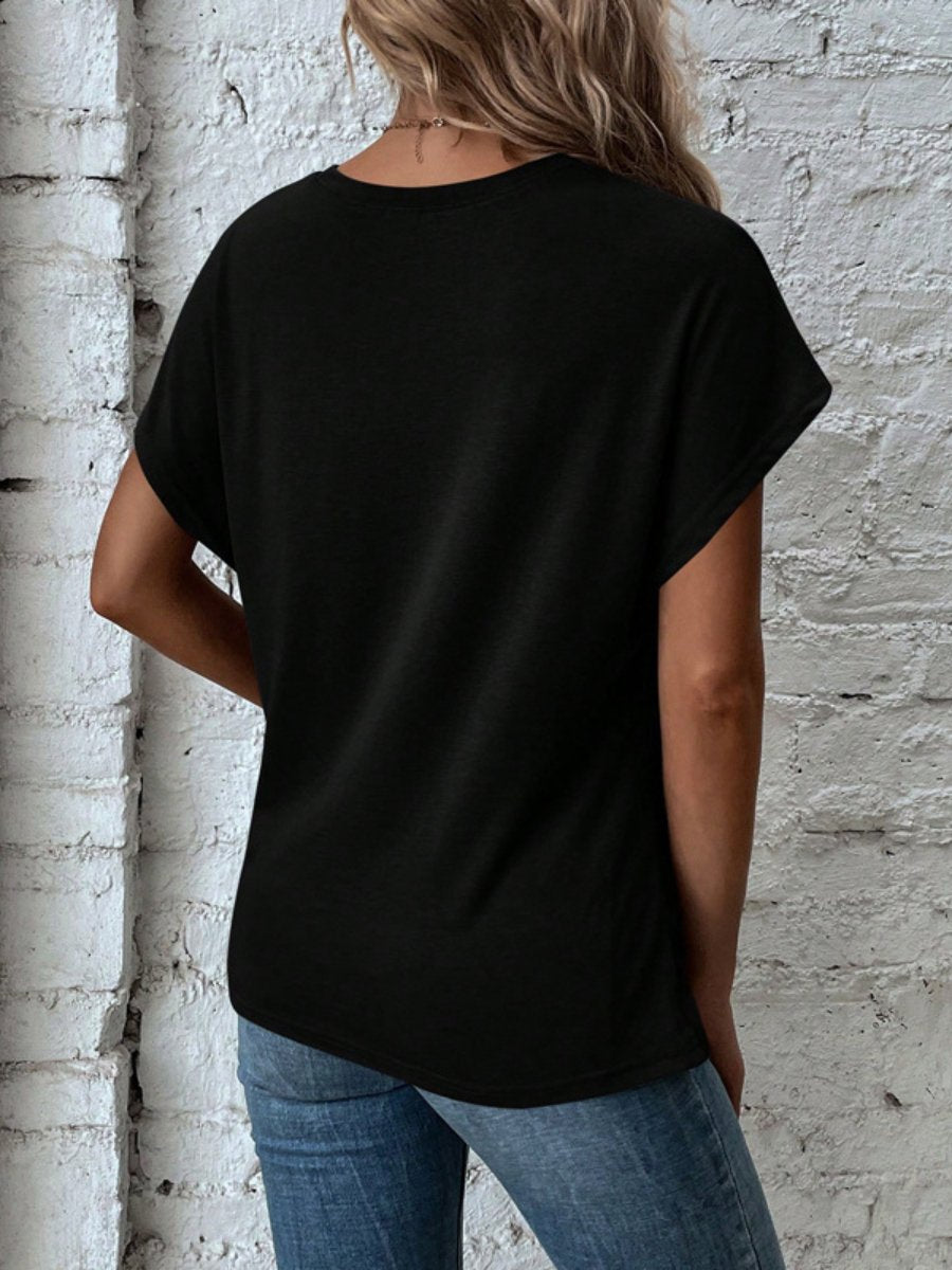 Unique Solid Color Short Sleeve Top