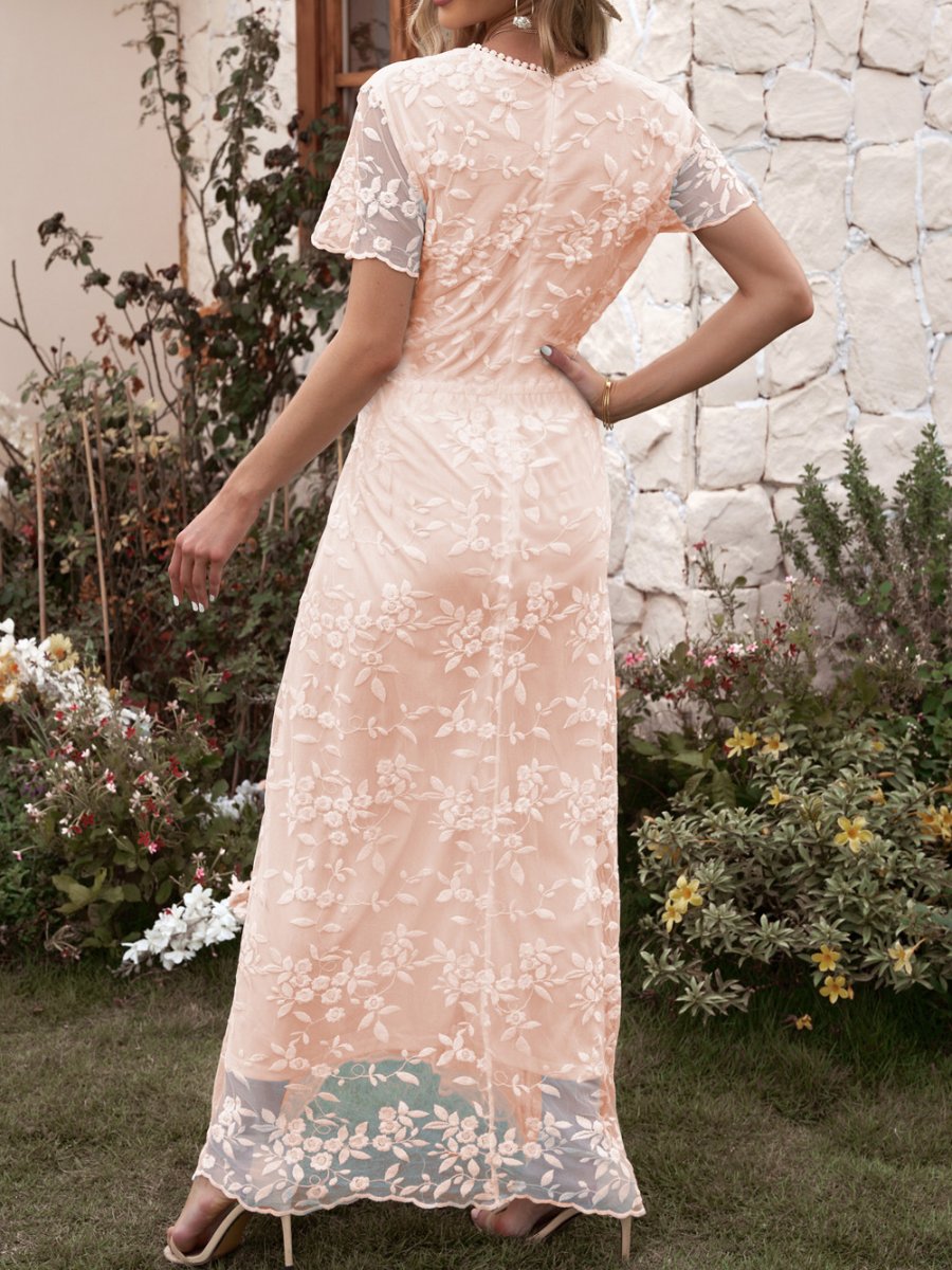 Elegant Lace White Maxi Dress