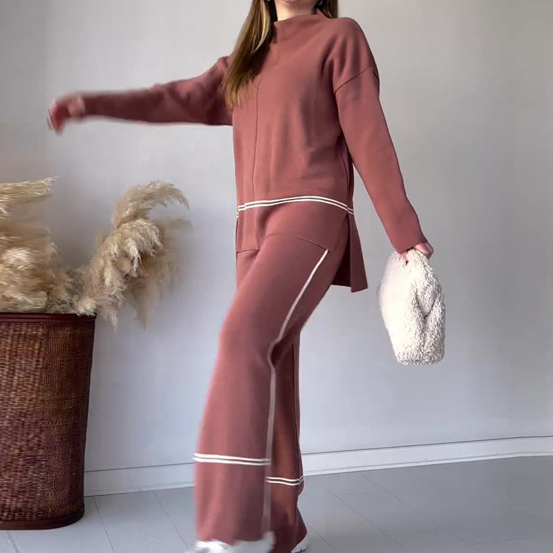 Striped Design Knit Suit