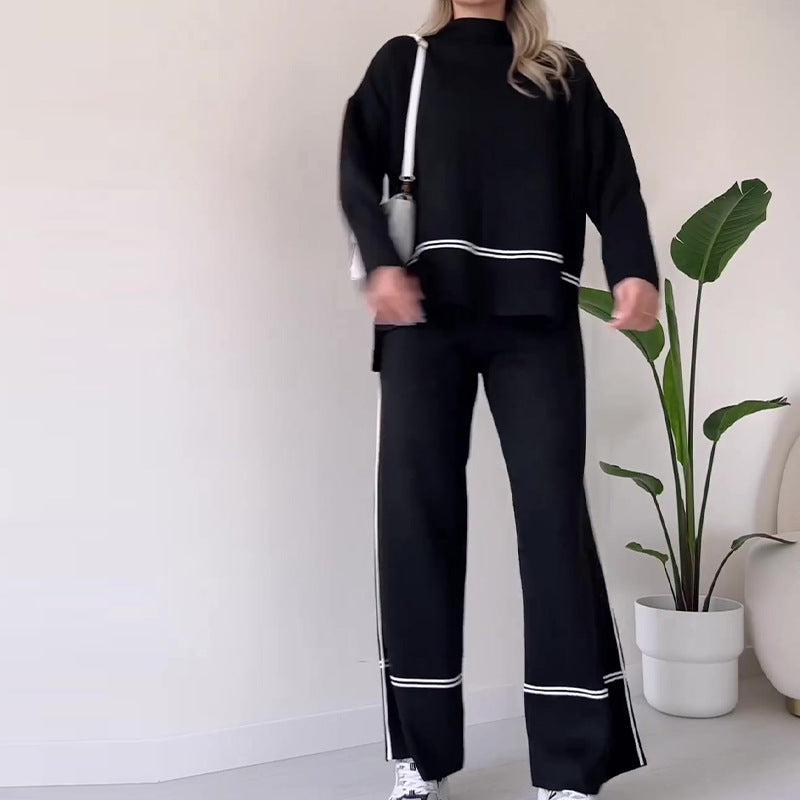 Striped Design Knit Suit