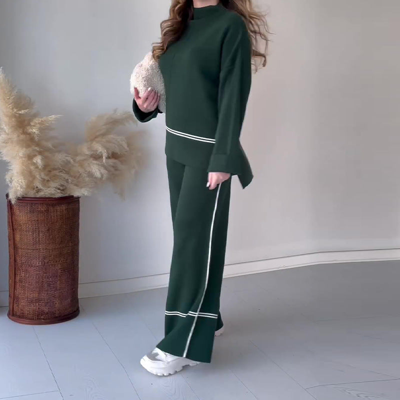 Striped Design Knit Suit
