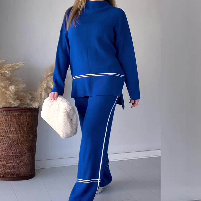 Striped Design Knit Suit