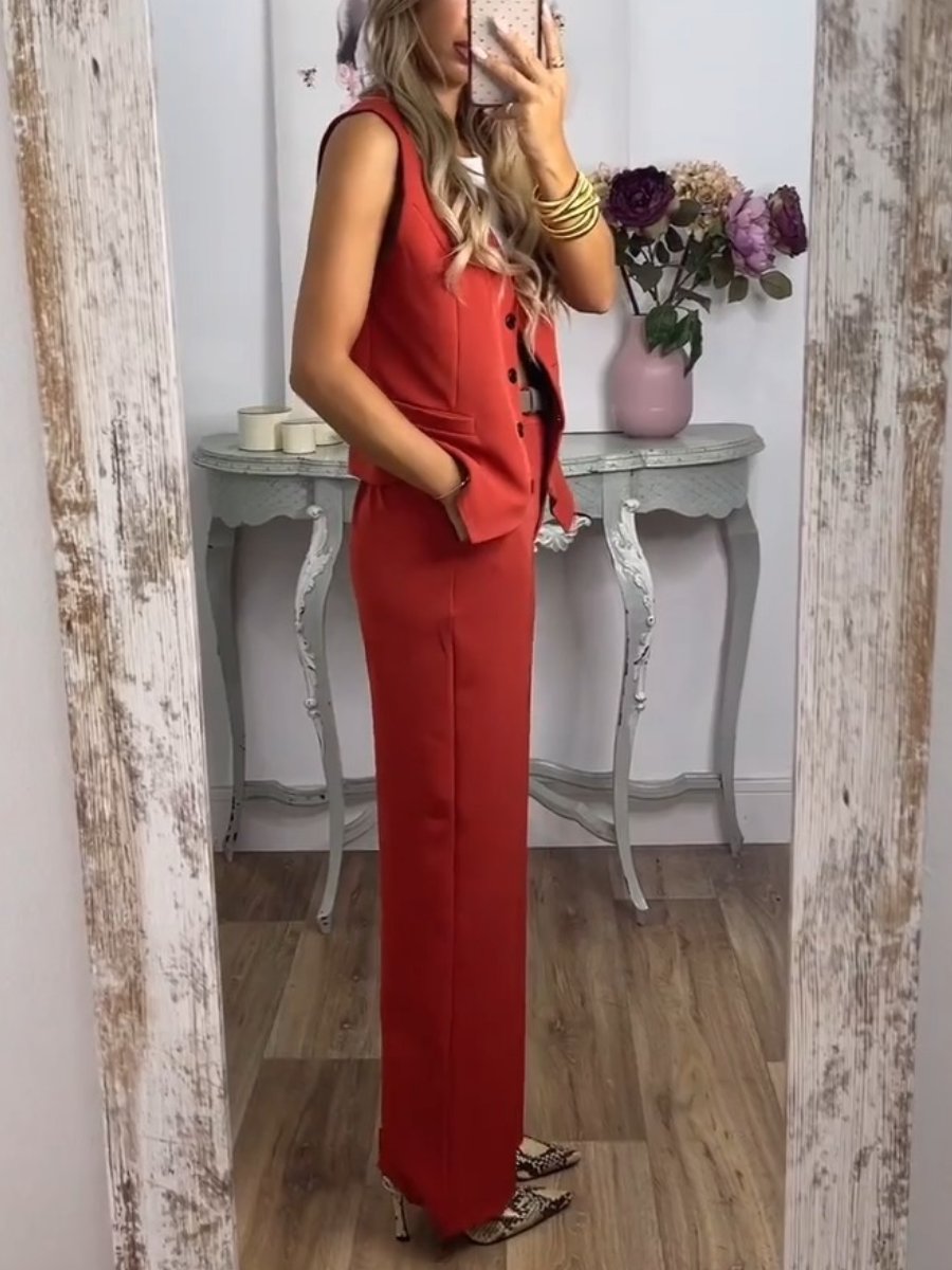 Casual Vest & Pants Two-Piece Set