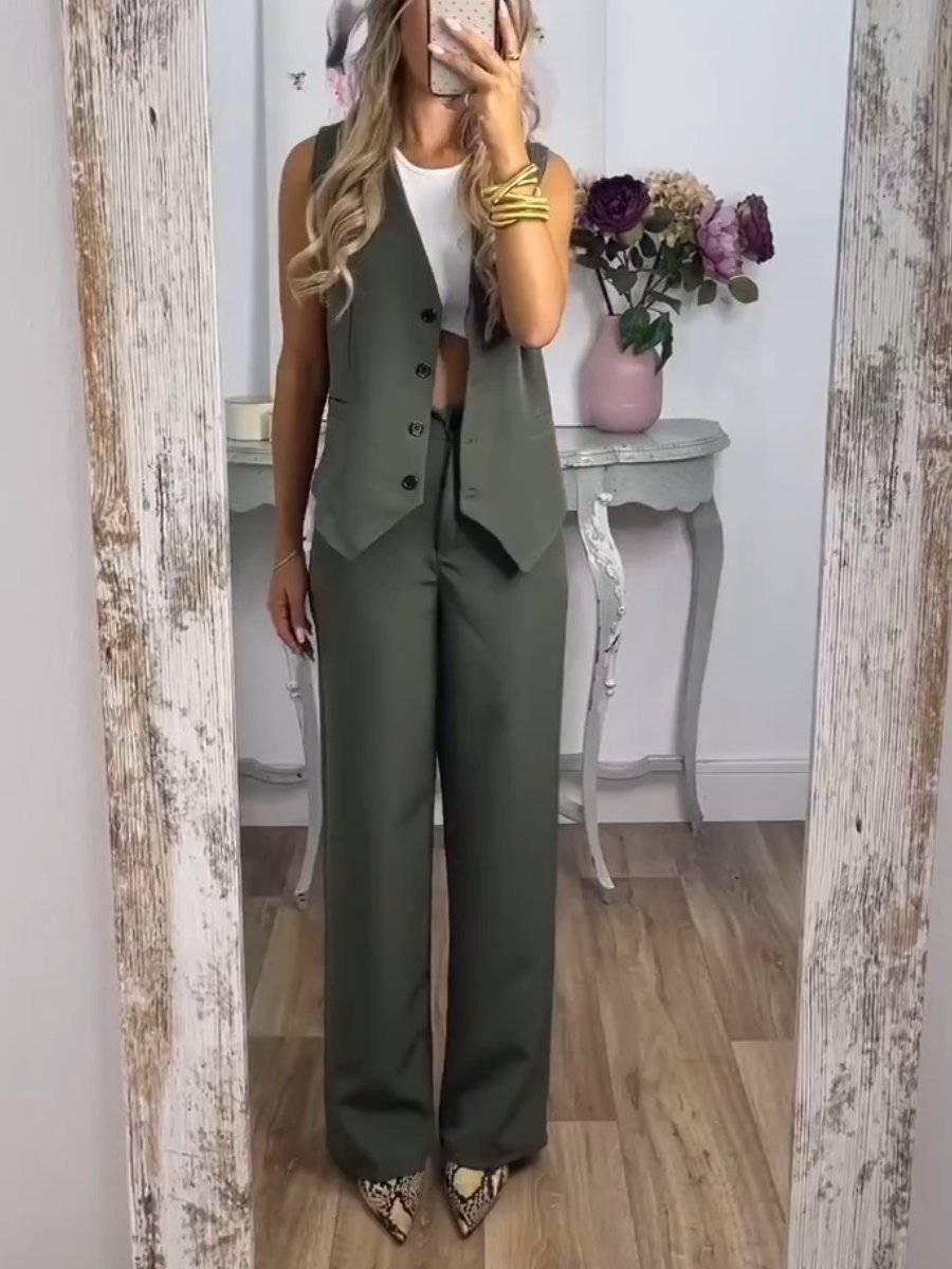 Casual Vest & Pants Two-Piece Set