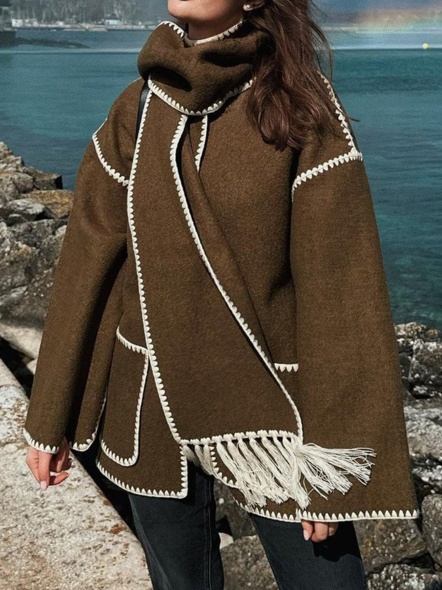 Autumn And Winter Fashion Woolen Coat Tassel Scarf