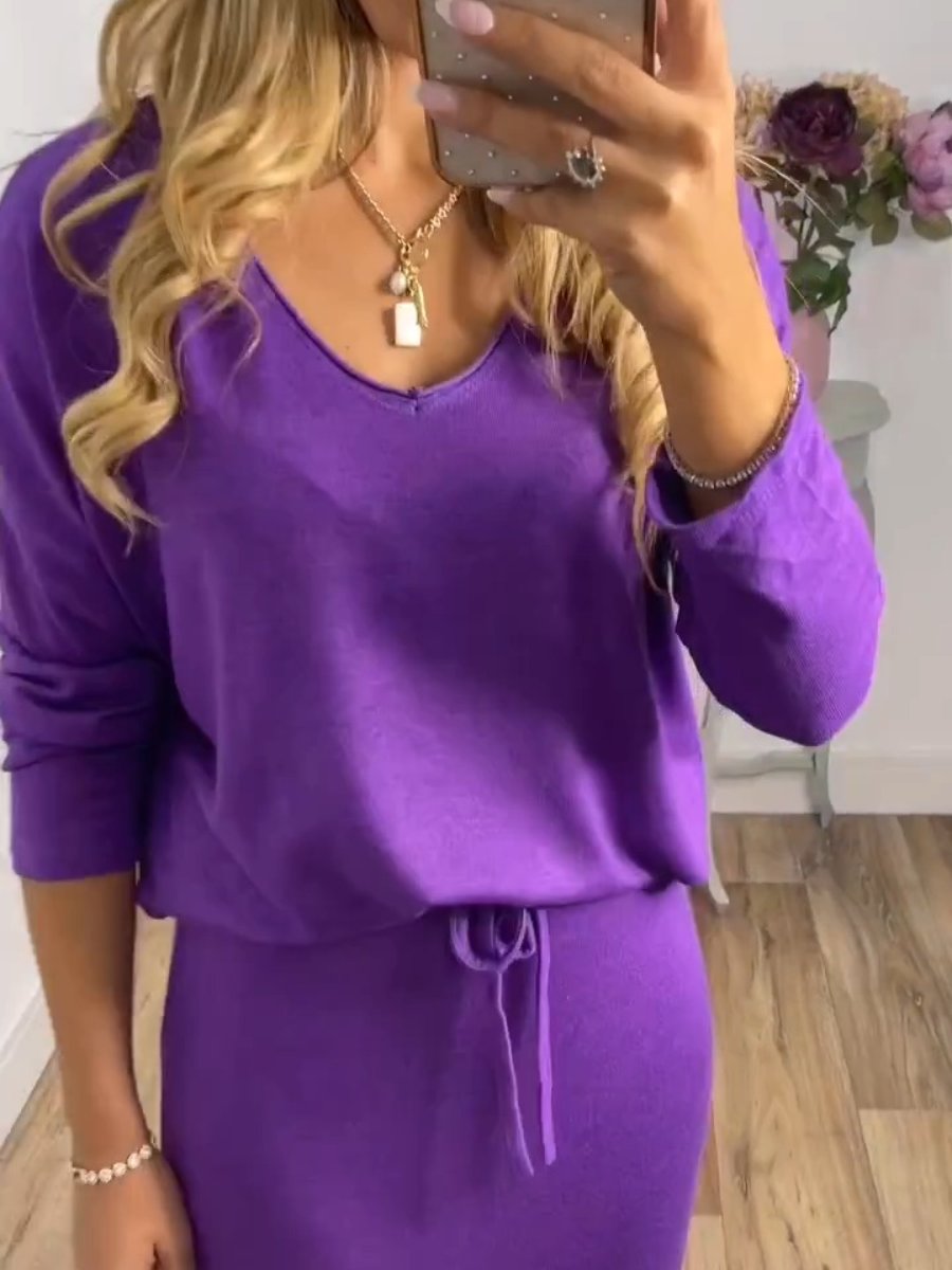 Comfortable Solid Color Dress Two-Piece Set
