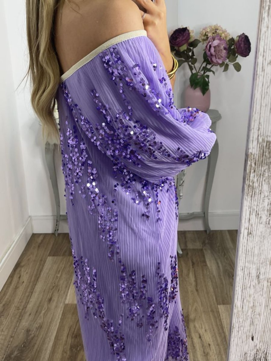 Elegant V-Neck Sequin Maxi Dress