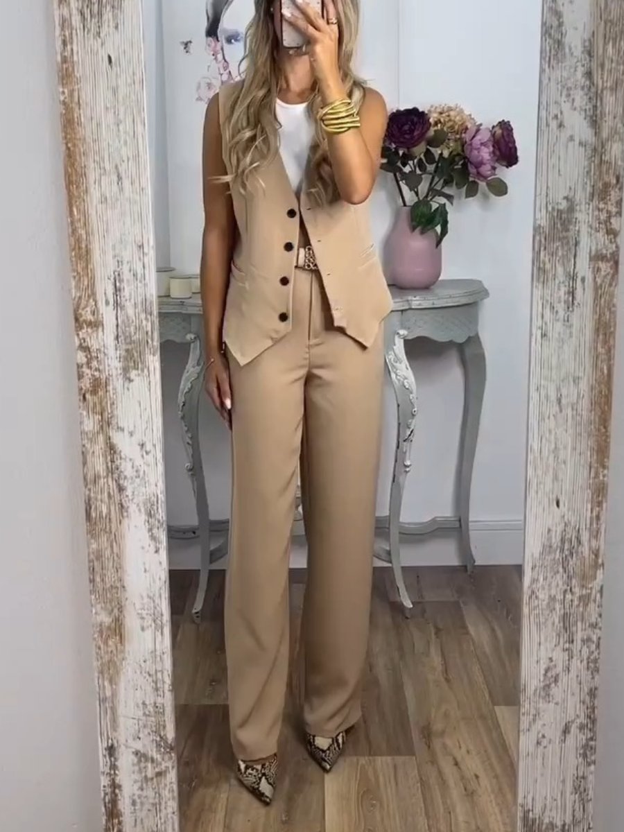 Casual Vest & Pants Two-Piece Set