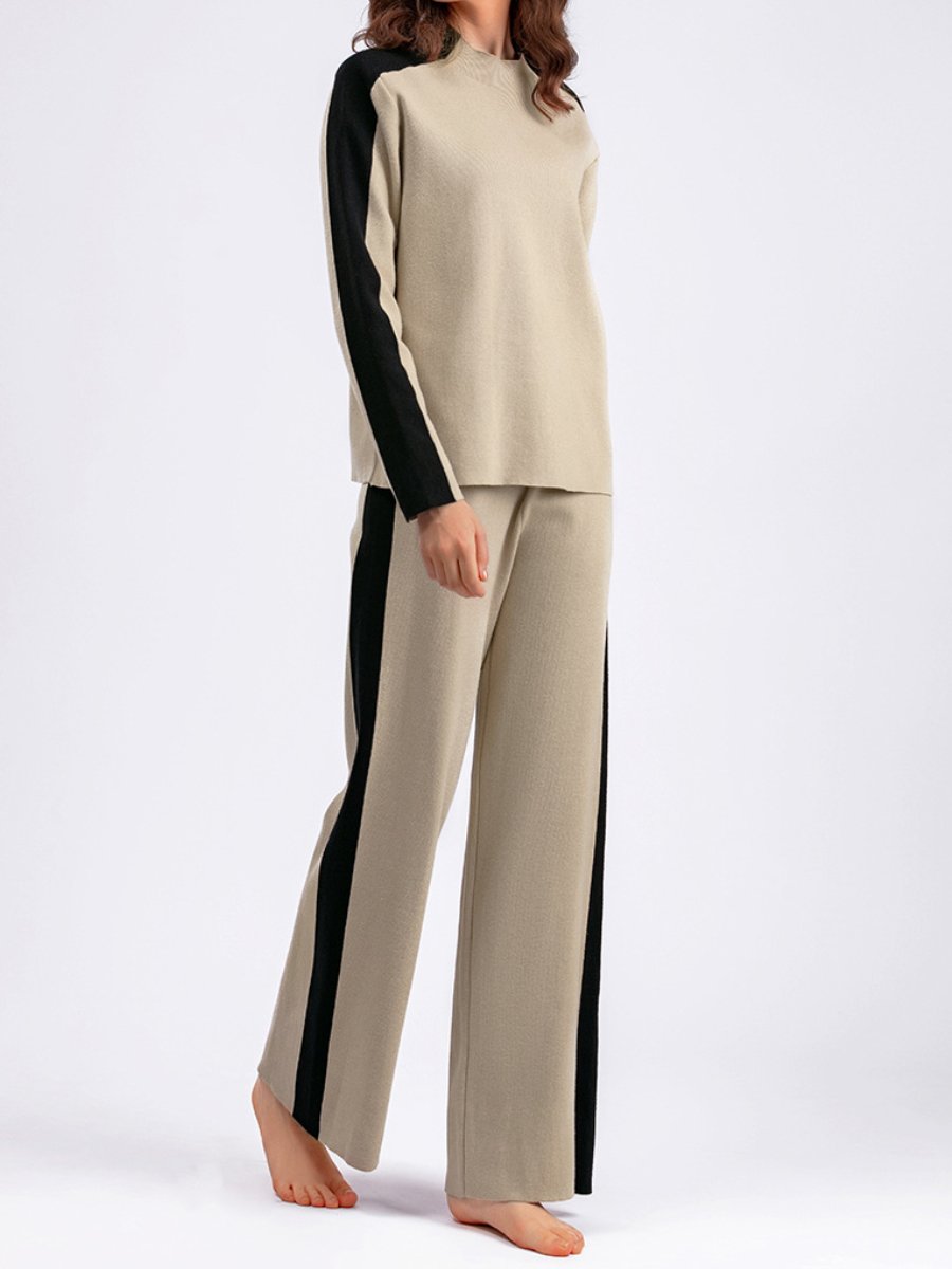 Chic Colorblock Knit Suit