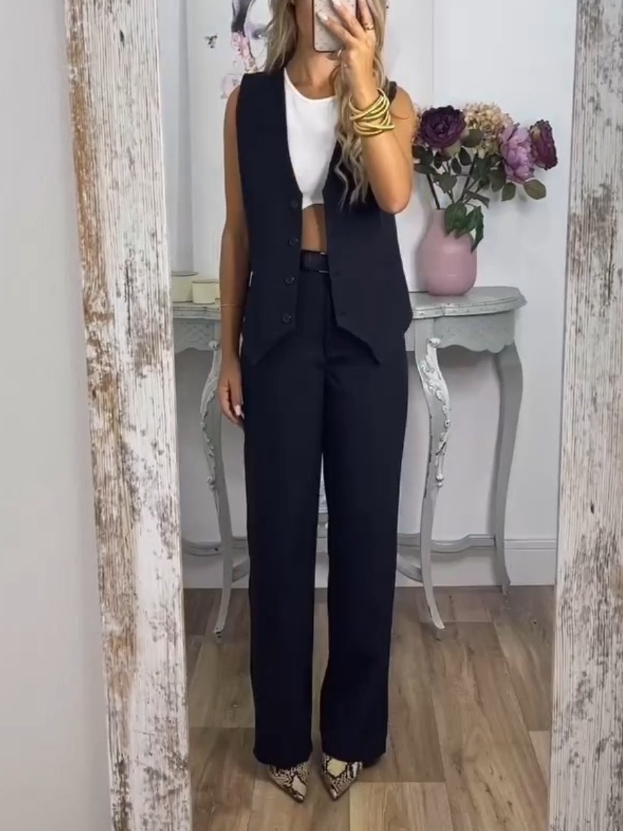 Casual Vest & Pants Two-Piece Set