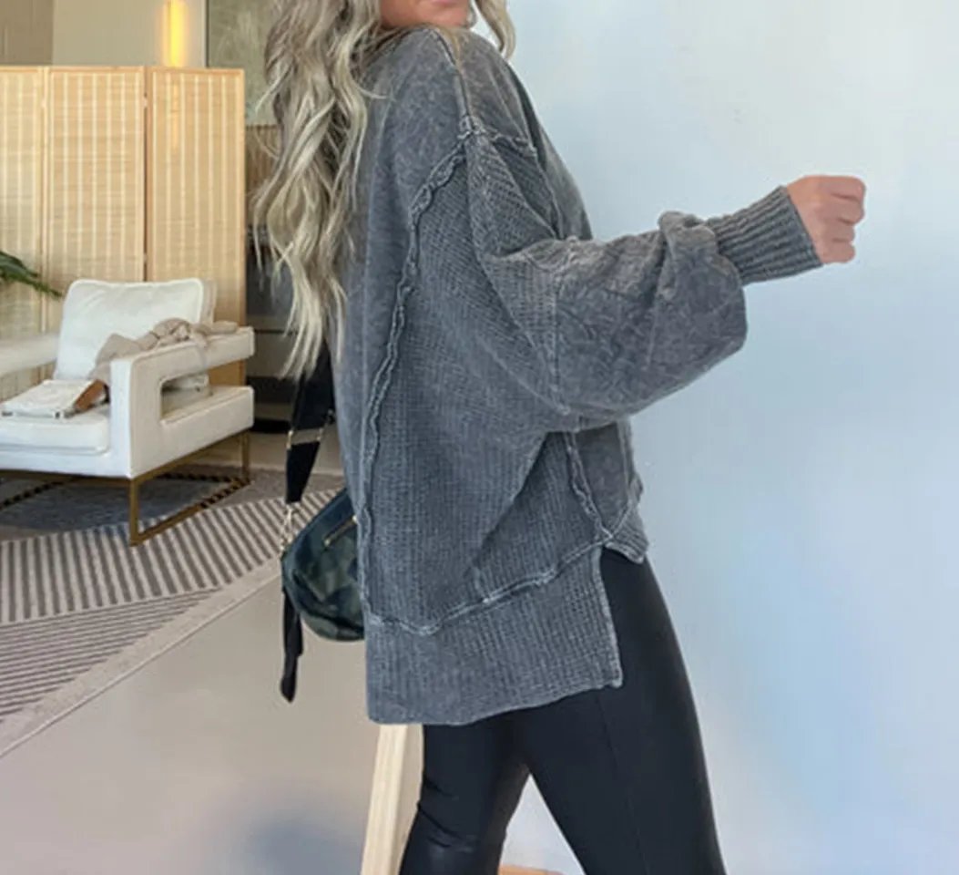 Oversized Dolman Sleeve Washed Pullover