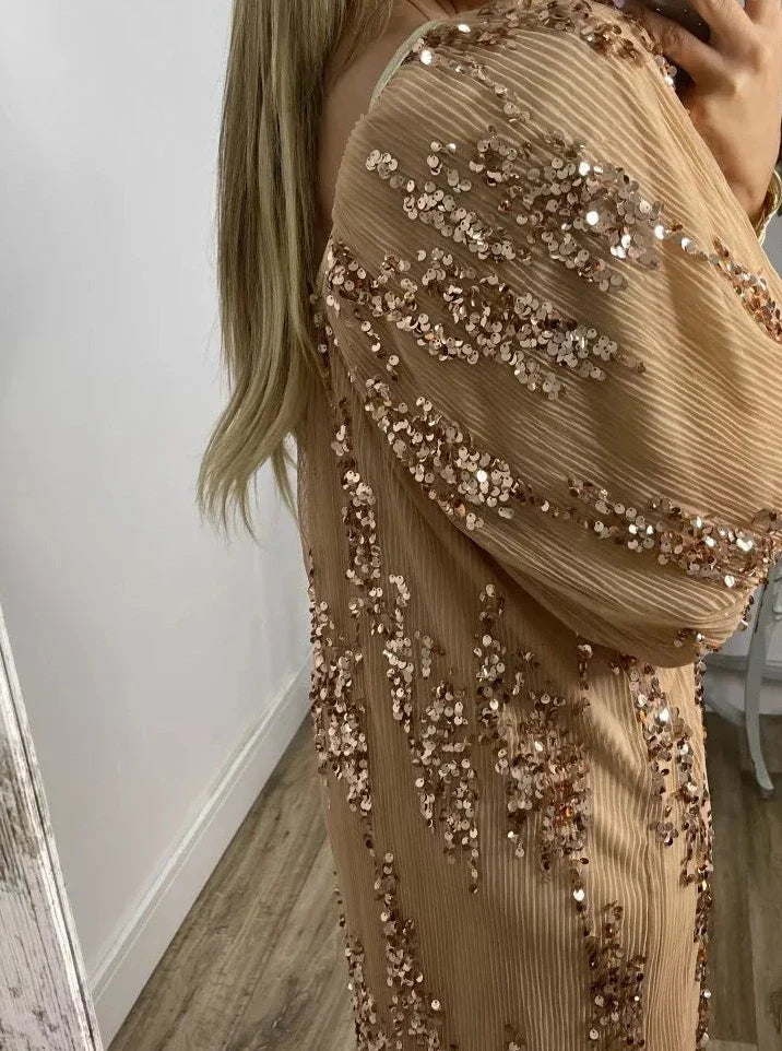 Elegant V-Neck Sequin Maxi Dress